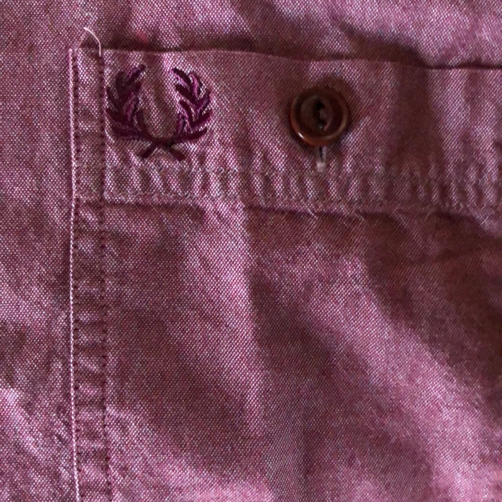Fred Perry Red Chambray long sleeve size L